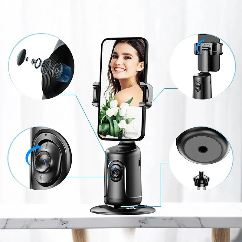 360° AI Face Tracking Gimbal & Phone Stabilizer